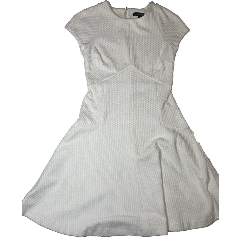 Banana Republic White Polka Dot Texture Knit Dress Womens Size 2 Fit & Flare